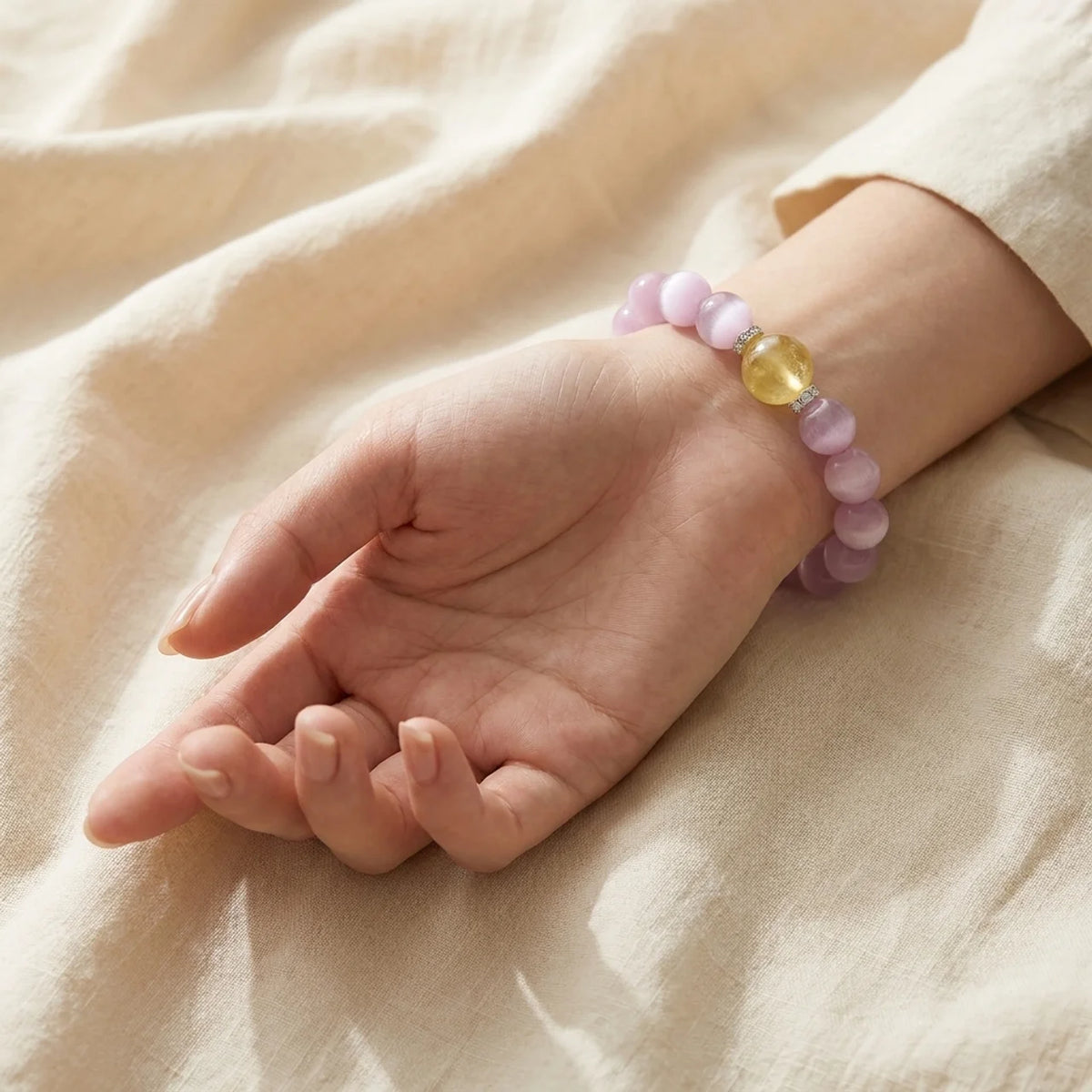 Natural Kunzite and Lepidolite Healing Bracelet