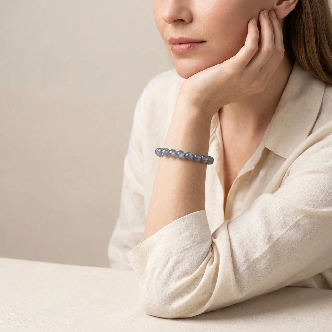 Natural Labradorite Bead Rope Bracelet
