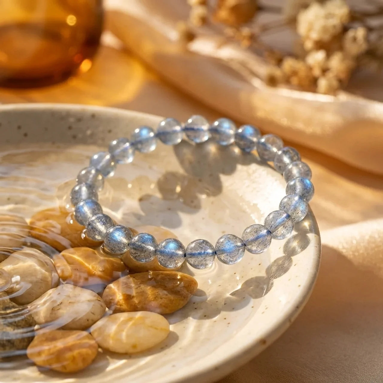 Natural Labradorite Bead Rope Bracelet