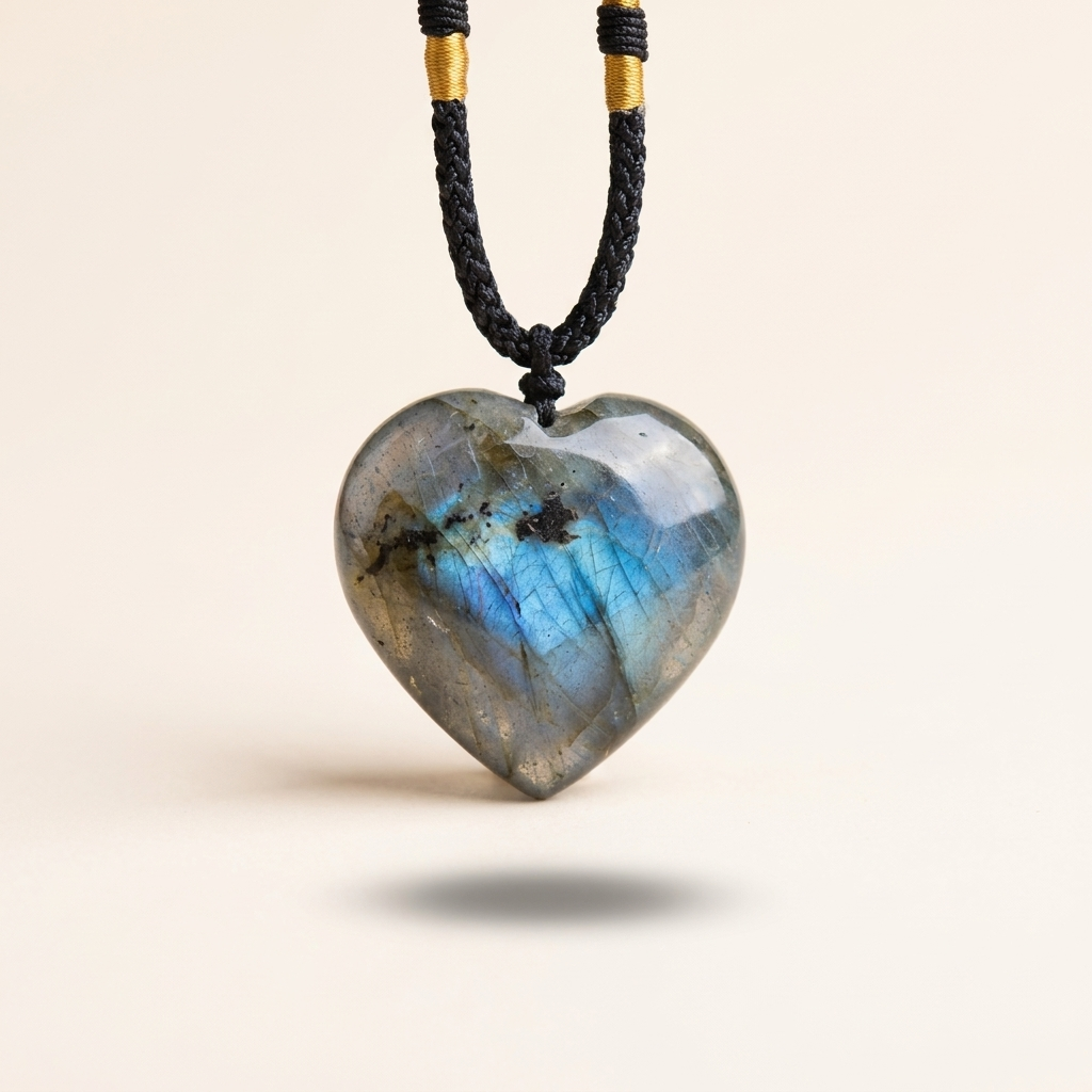 Natural Labradorite Heart Pendant Necklace