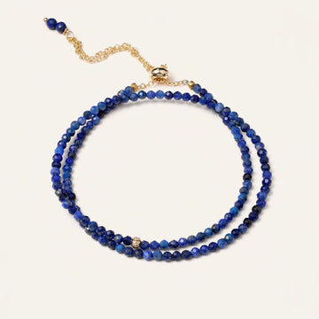 Natural Lapis Lazuli Faceted Bead Wrap Bracelet Necklace