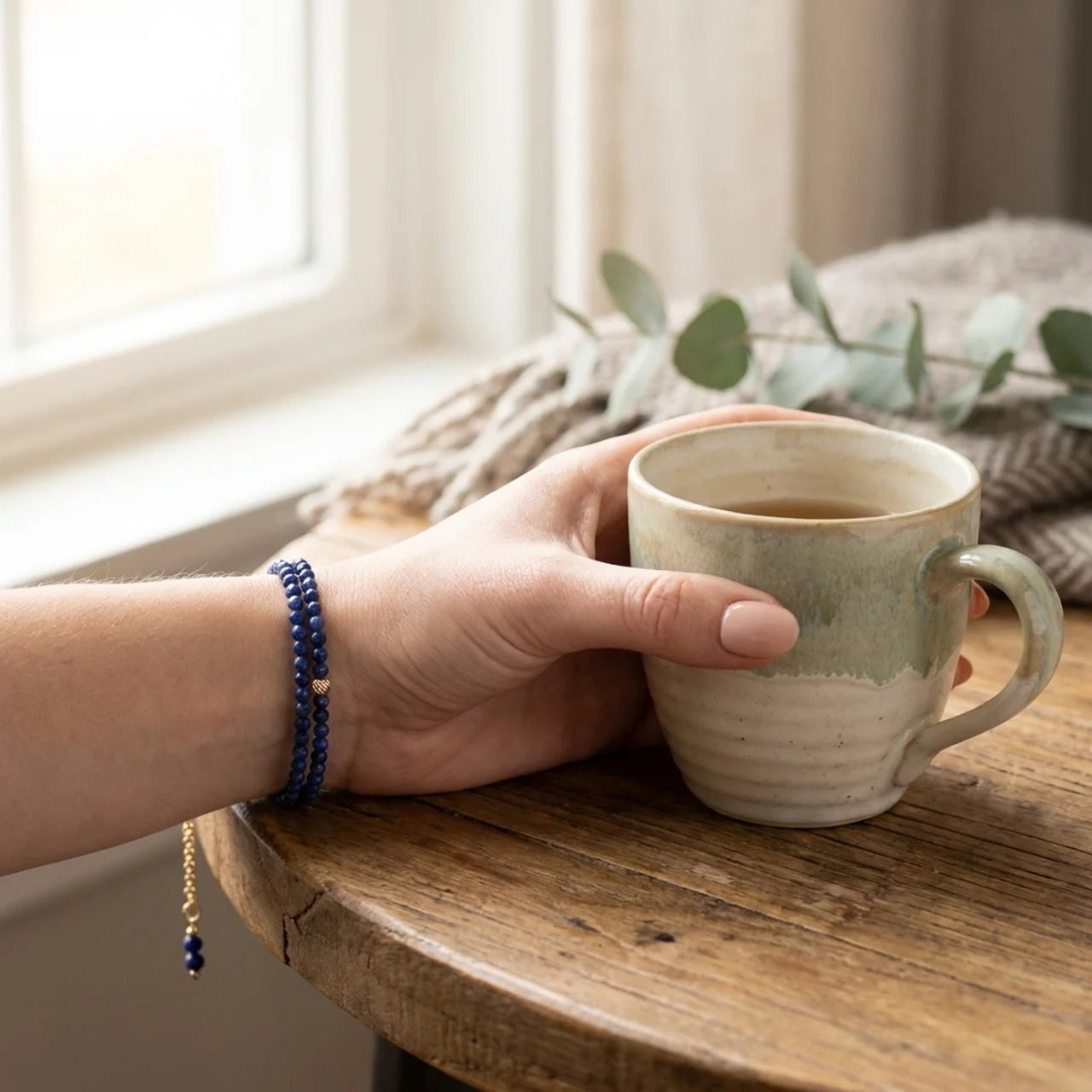 Natural Lapis Lazuli Faceted Bead Wrap Bracelet Necklace