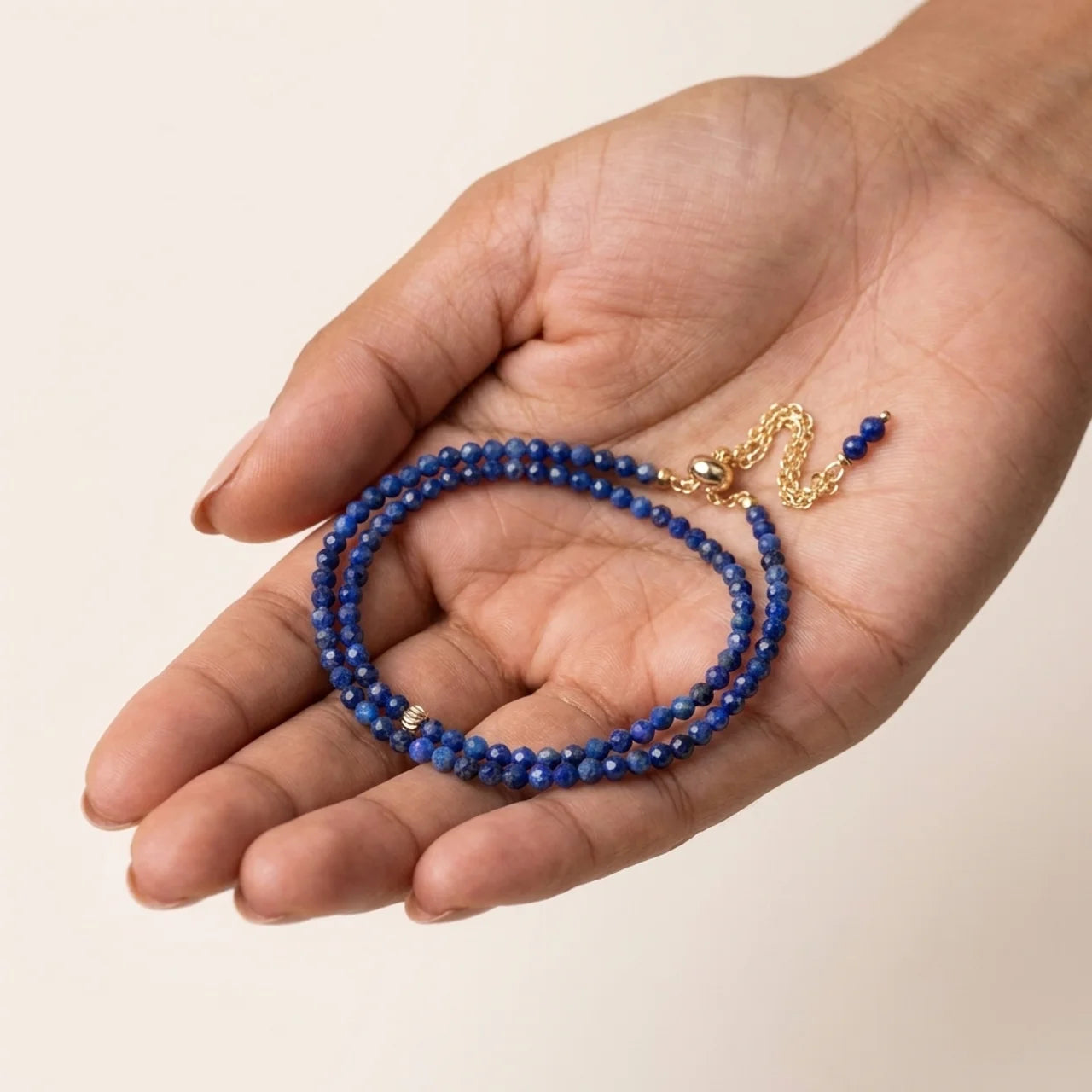 Natural Lapis Lazuli Faceted Bead Wrap Bracelet Necklace