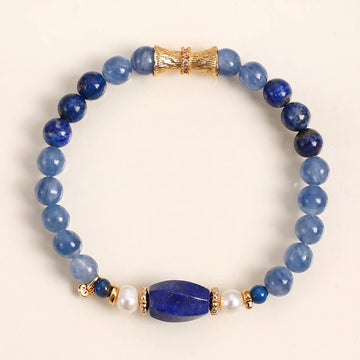 Natural Lapis Lazuli & Kyanite Beaded Bracelet