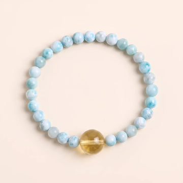 Natural Larimar Golden Lepidolite Bracelet