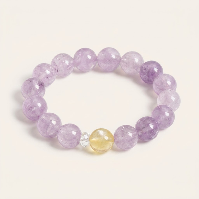 Natural Lavender Amethyst Beaded Bracelet