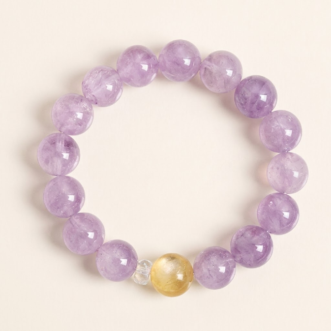 Natural Lavender Amethyst Beaded Bracelet
