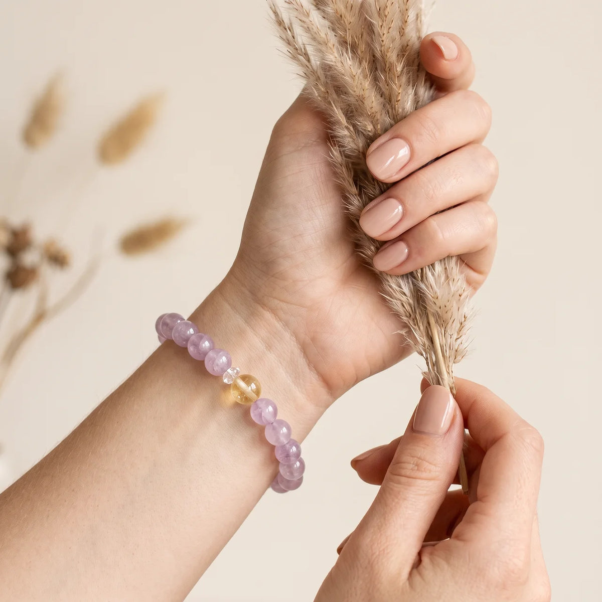 Natural Lavender Amethyst Beaded Bracelet