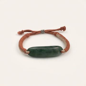 Natural Nephrite Jade Curved Bar Macrame Bracelet