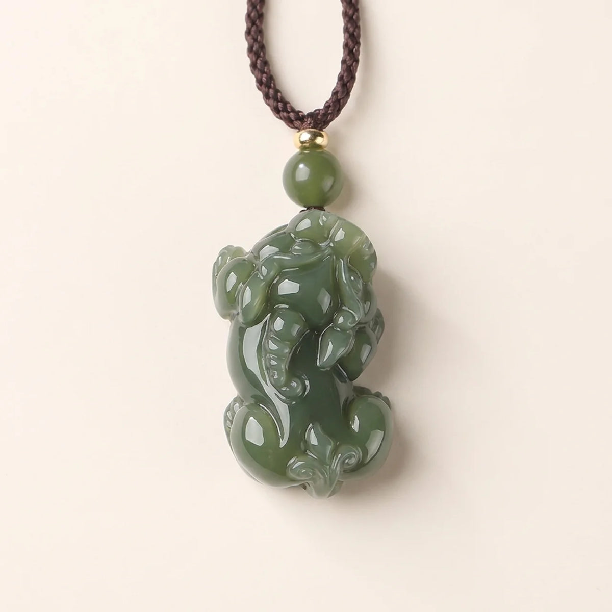 Natural Nephrite Jade Pixiu Pendant Necklace
