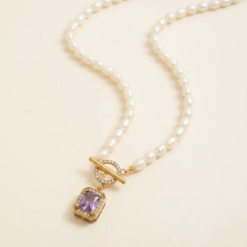 Natural Pearl Zircon Wealth Pendant Necklace