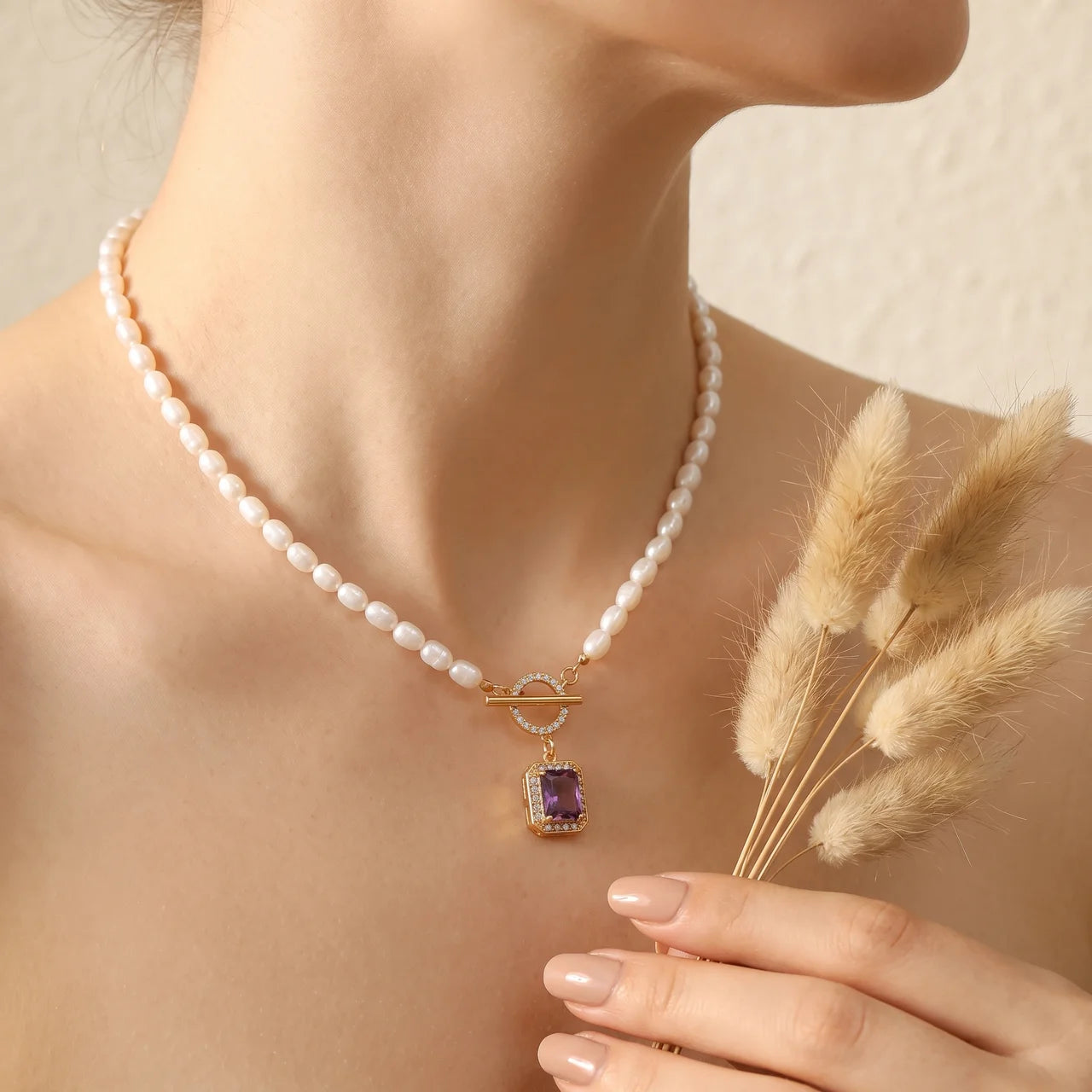 Natural Pearl Zircon Wealth Pendant Necklace
