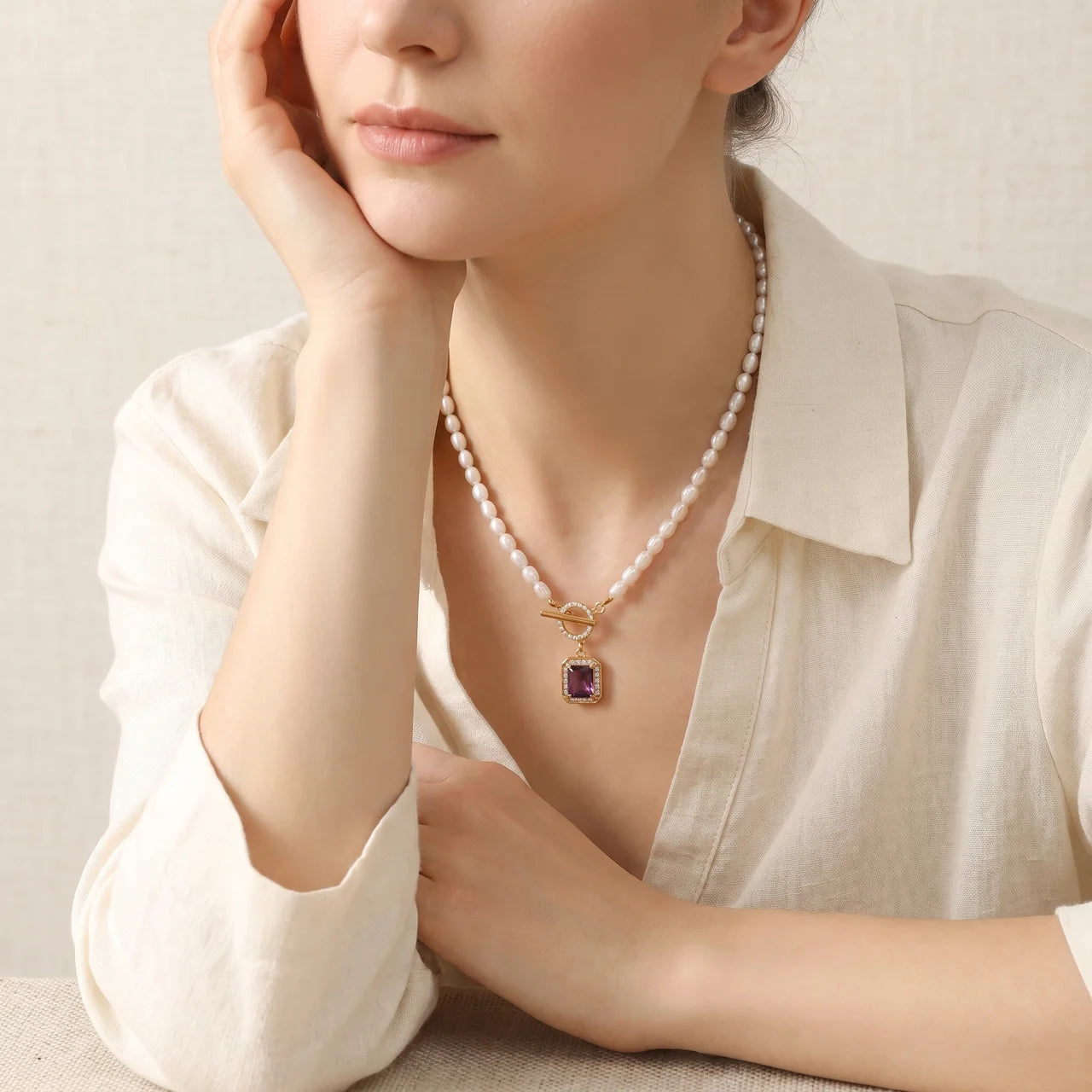 Natural Pearl Zircon Wealth Pendant Necklace