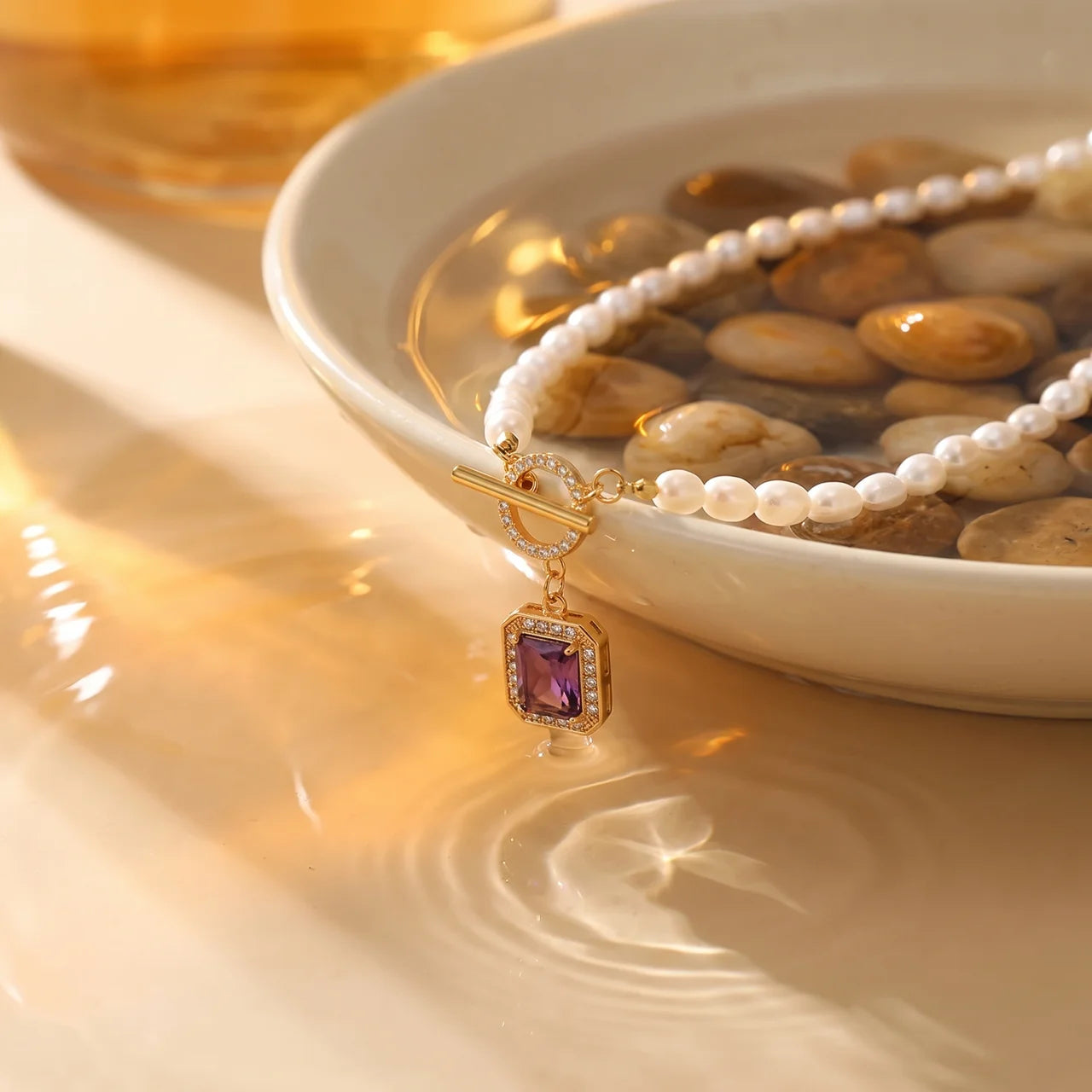 Natural Pearl Zircon Wealth Pendant Necklace