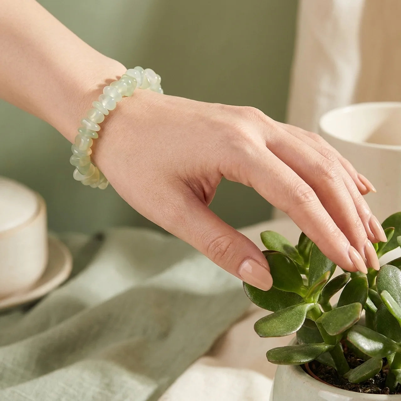 Natural Peridot Irregular Blocks Bracelet