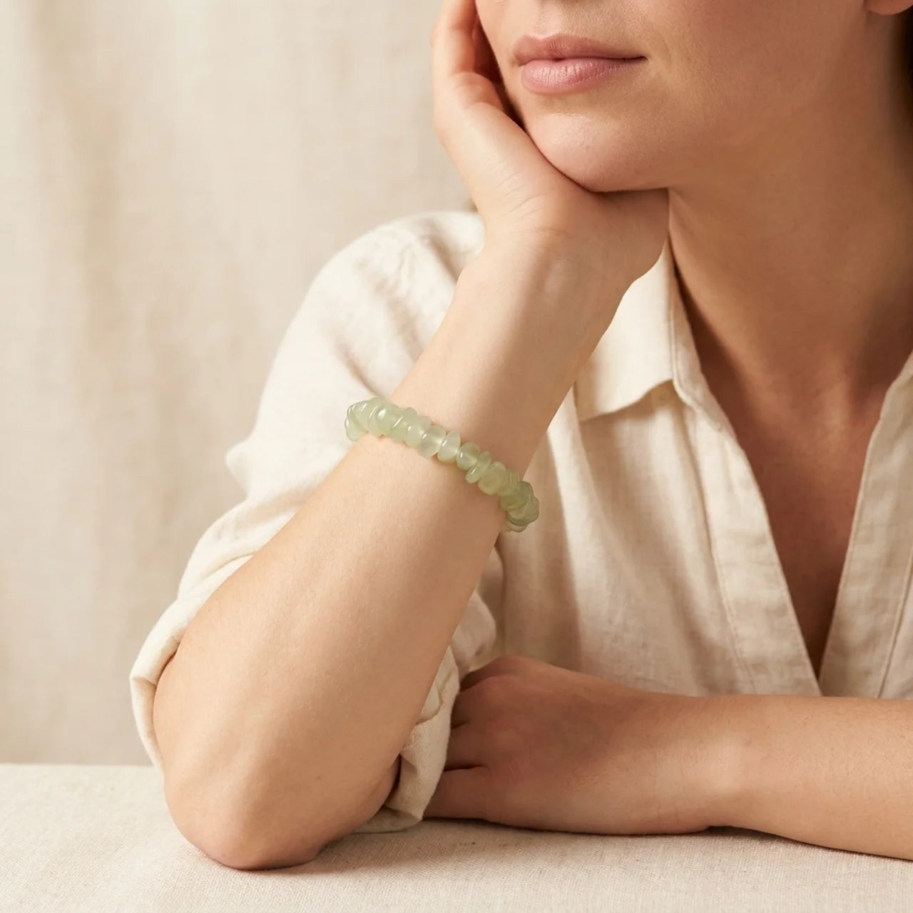 Natural Peridot Irregular Blocks Bracelet