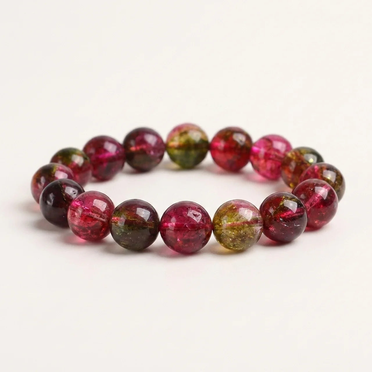 Natural Rainbow Tourmaline Beaded Bracelet