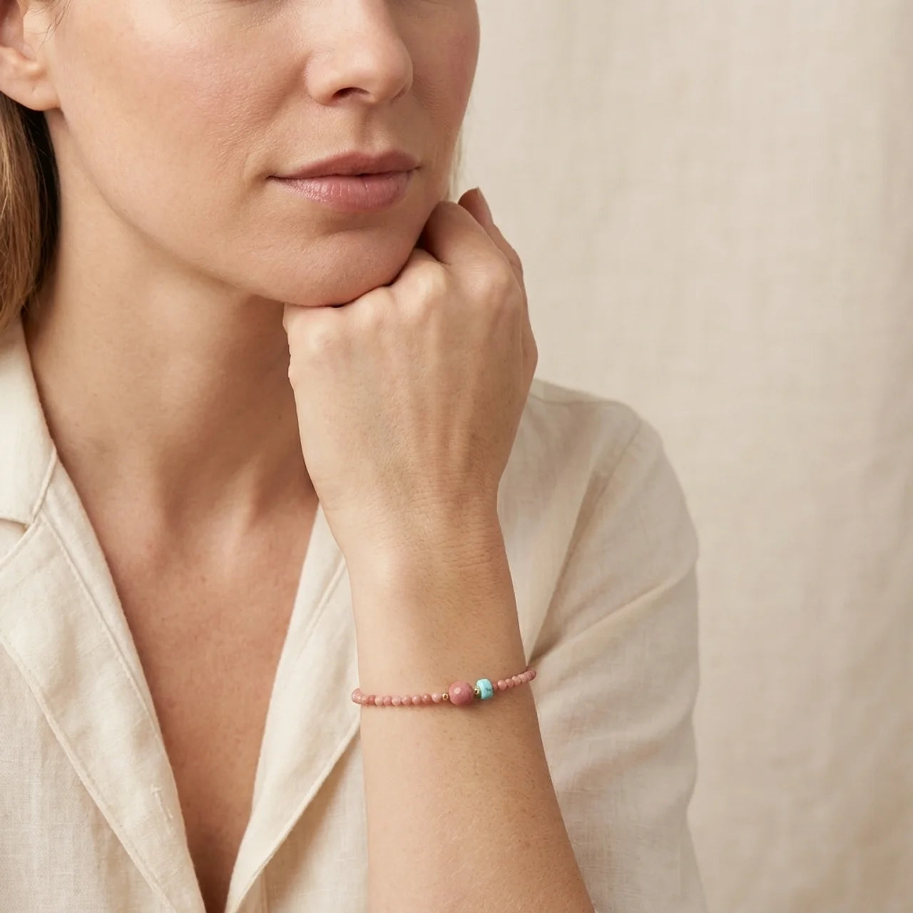 Natural Rhodonite Loving Energy Chain Bracelet