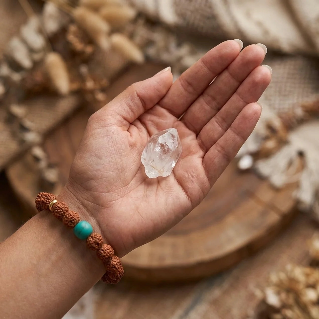Natural Rudraksha Mala Bead Bracelet