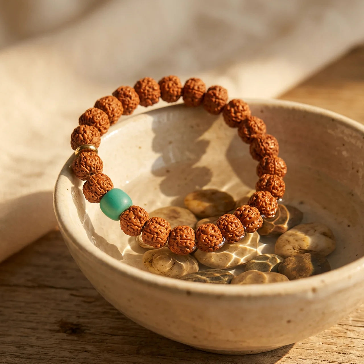 Natural Rudraksha Mala Bead Bracelet