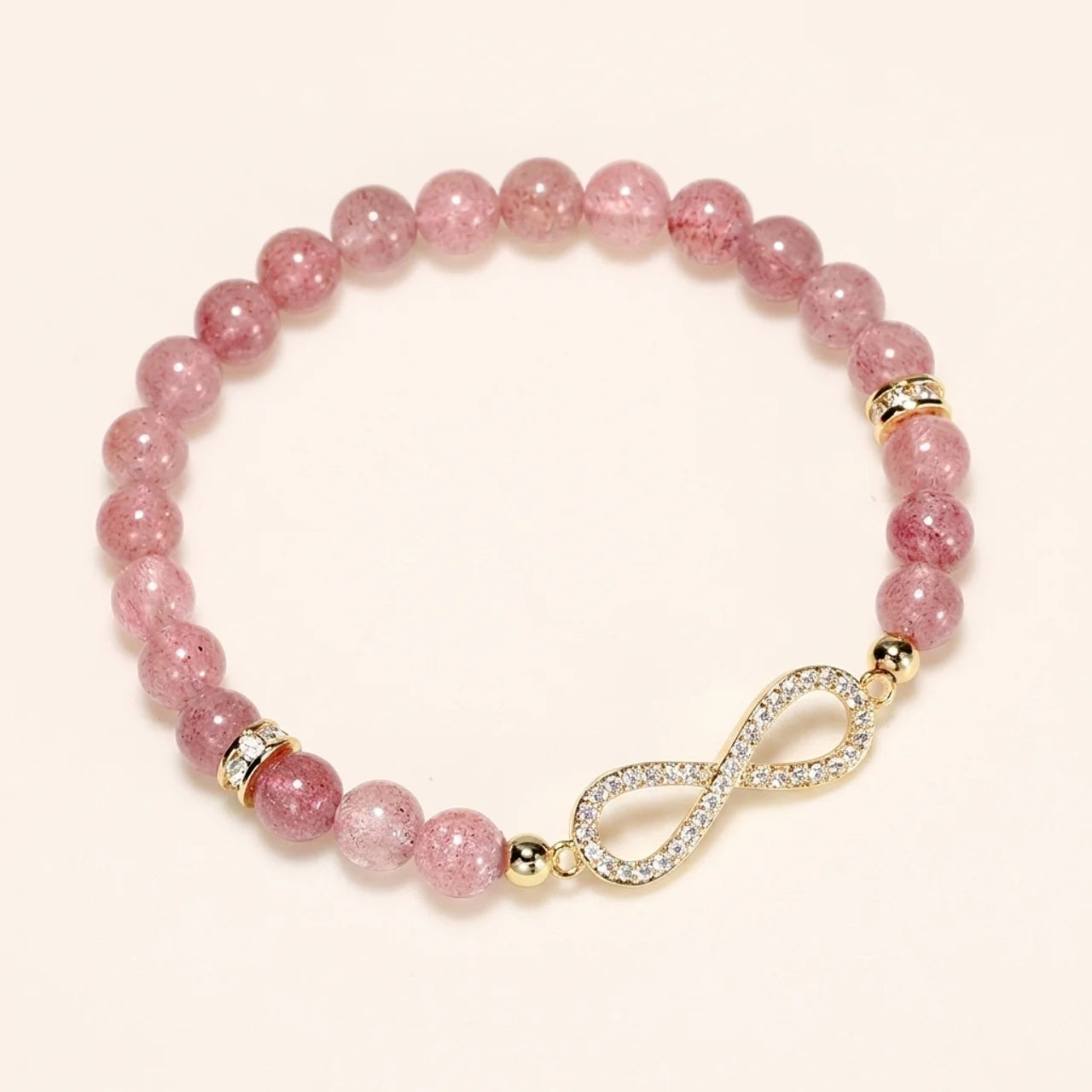 Natural Strawberry Quartz Beaded Bracelet