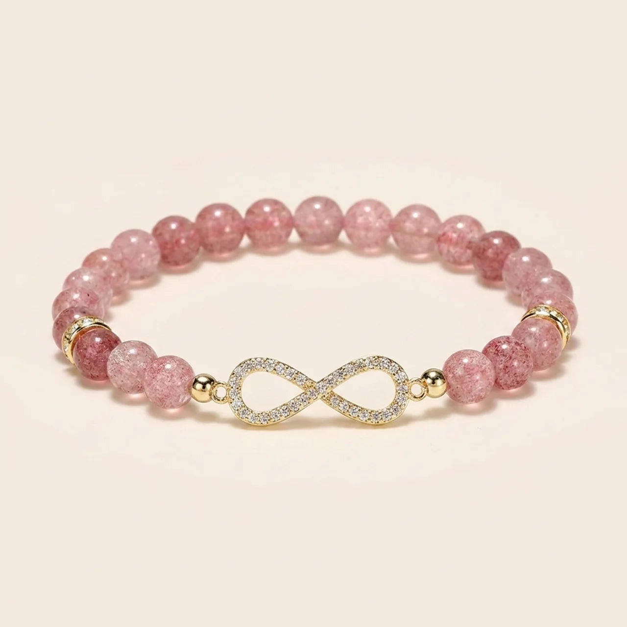 Natural Strawberry Quartz Beaded Bracelet