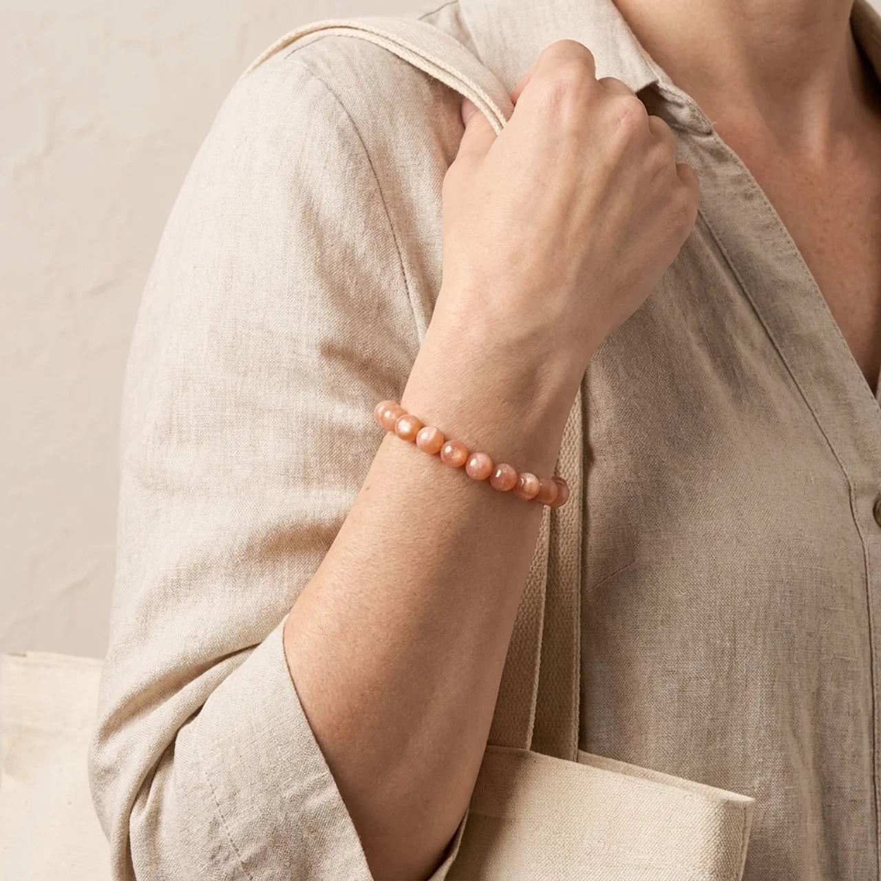 Natural Sunstone Beaded Bracelet