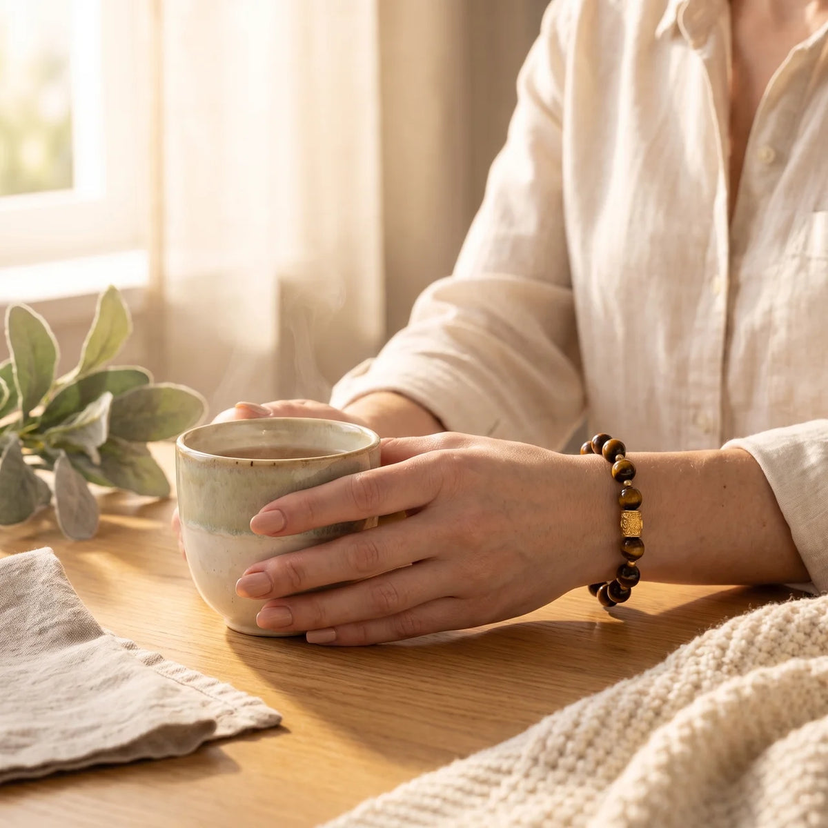 Natural Tiger Eye Beaded Amulet Bracelet