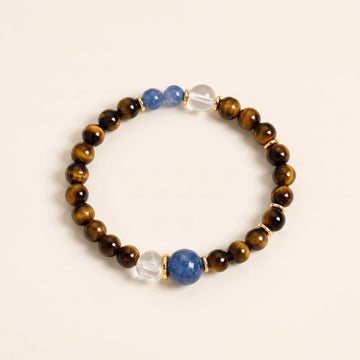 Natural Tiger Eye & Kyanite Beaded Bracelet