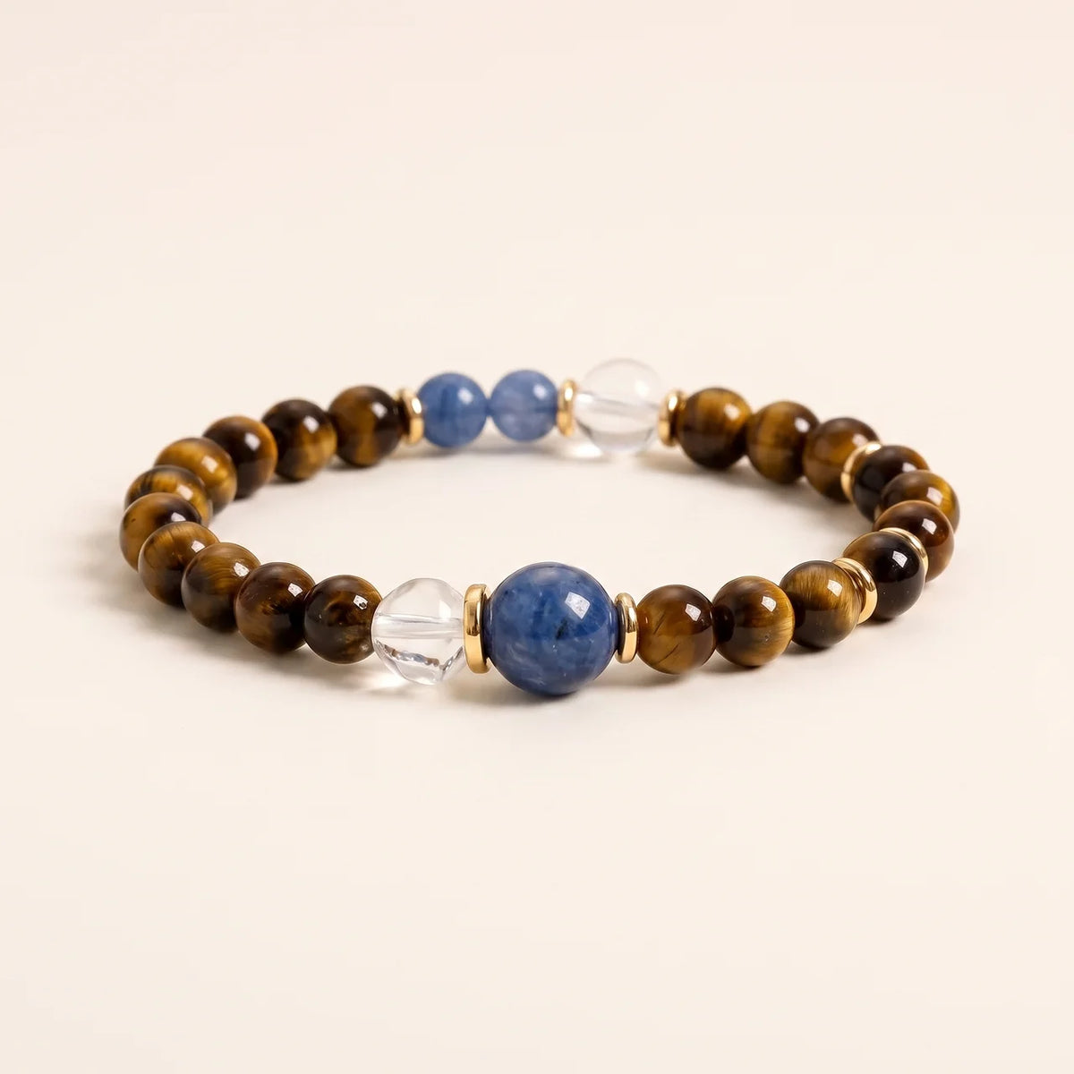 Natural Tiger Eye & Kyanite Beaded Bracelet