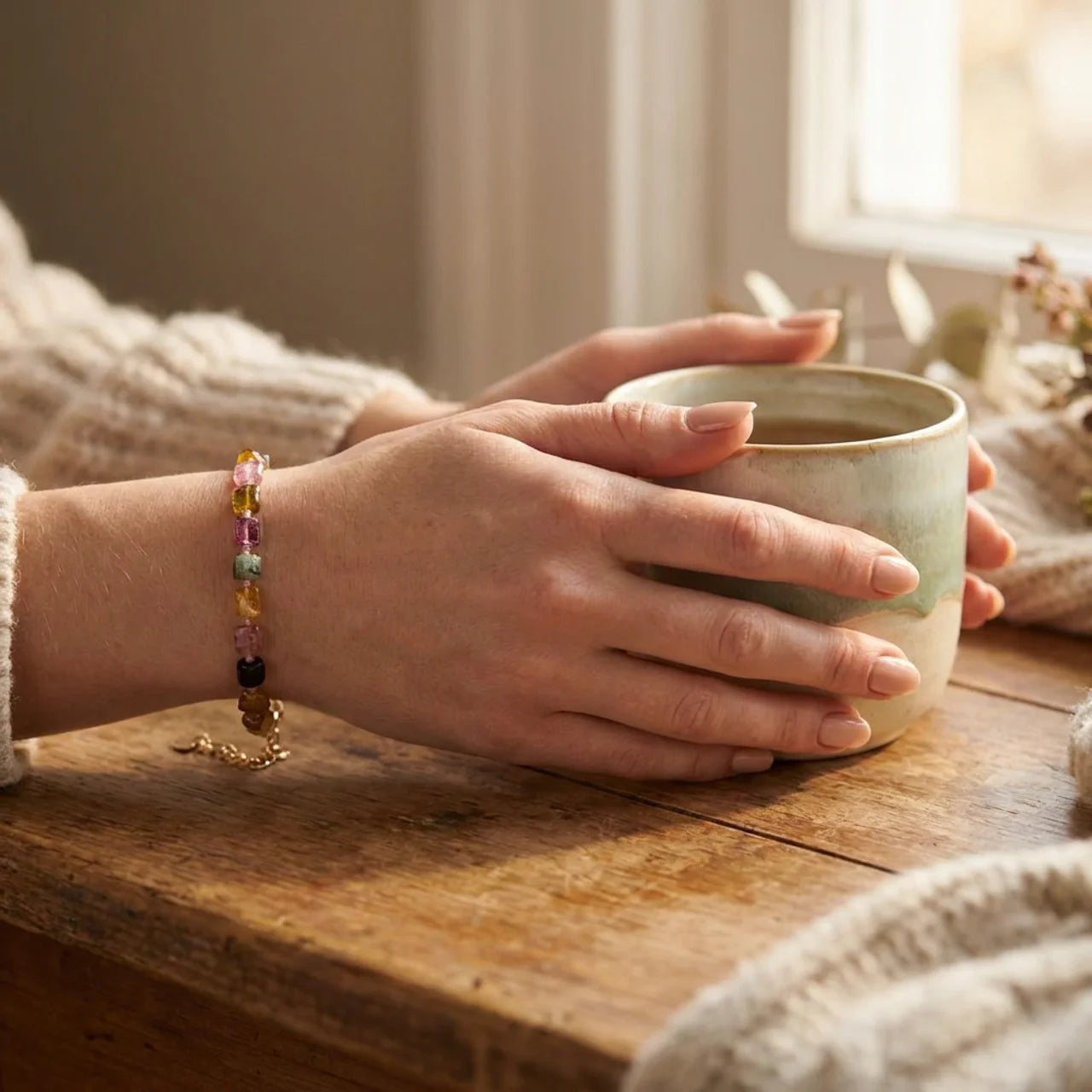 Natural Tourmaline Nugget Bead Bracelet