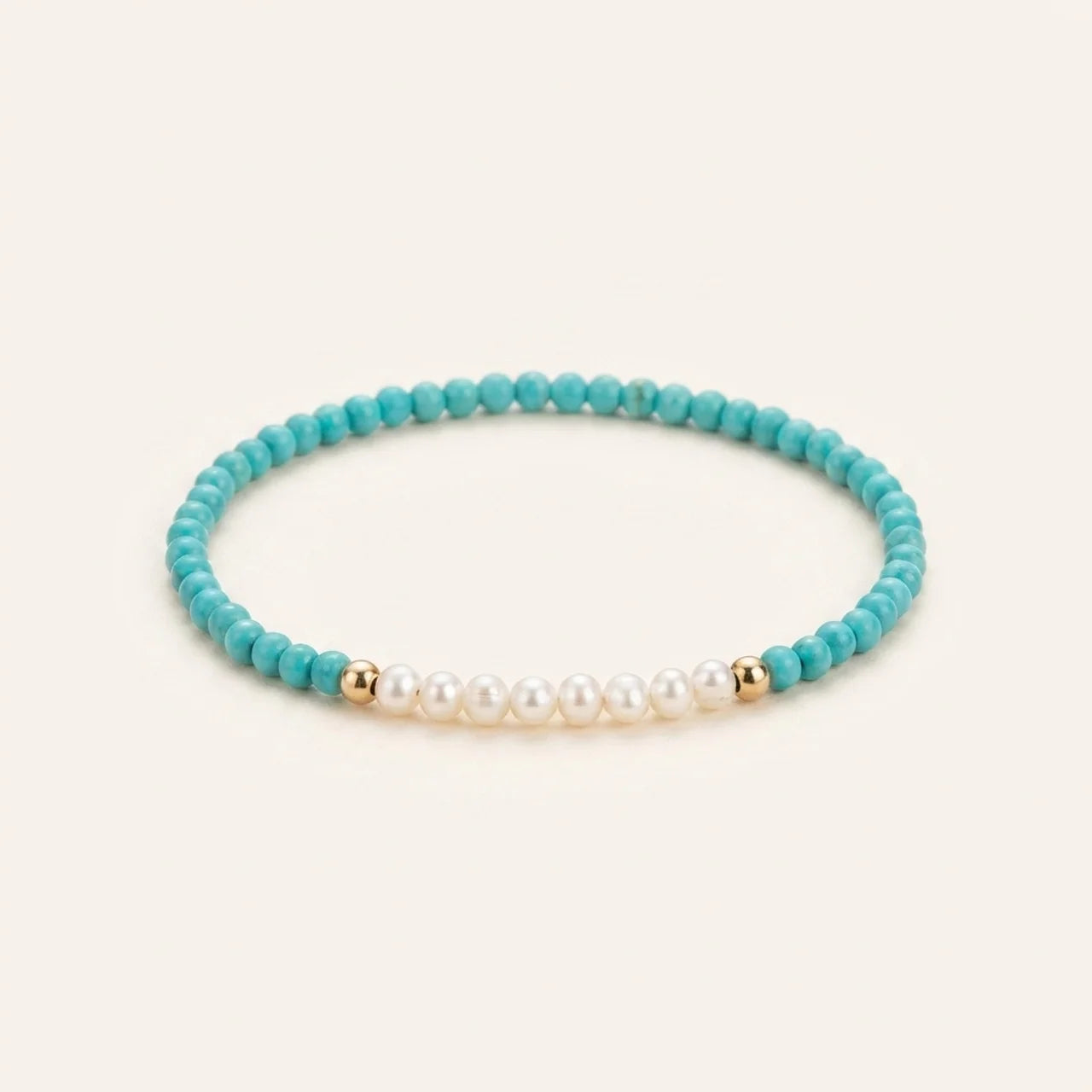 Natural Turquoise Pearl Silver Beaded Bracelet