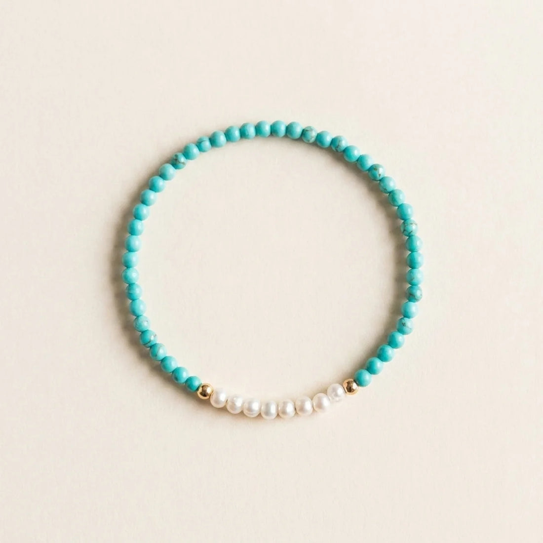 Natural Turquoise Pearl Silver Beaded Bracelet