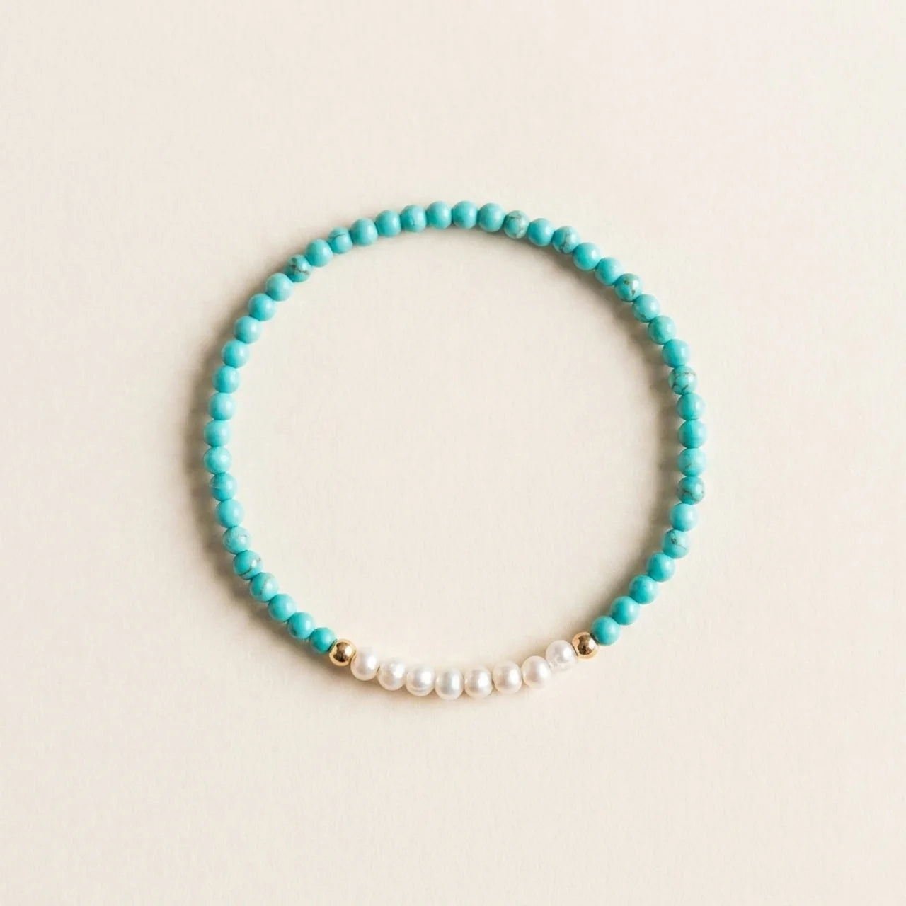 Natural Turquoise Pearl Silver Beaded Bracelet