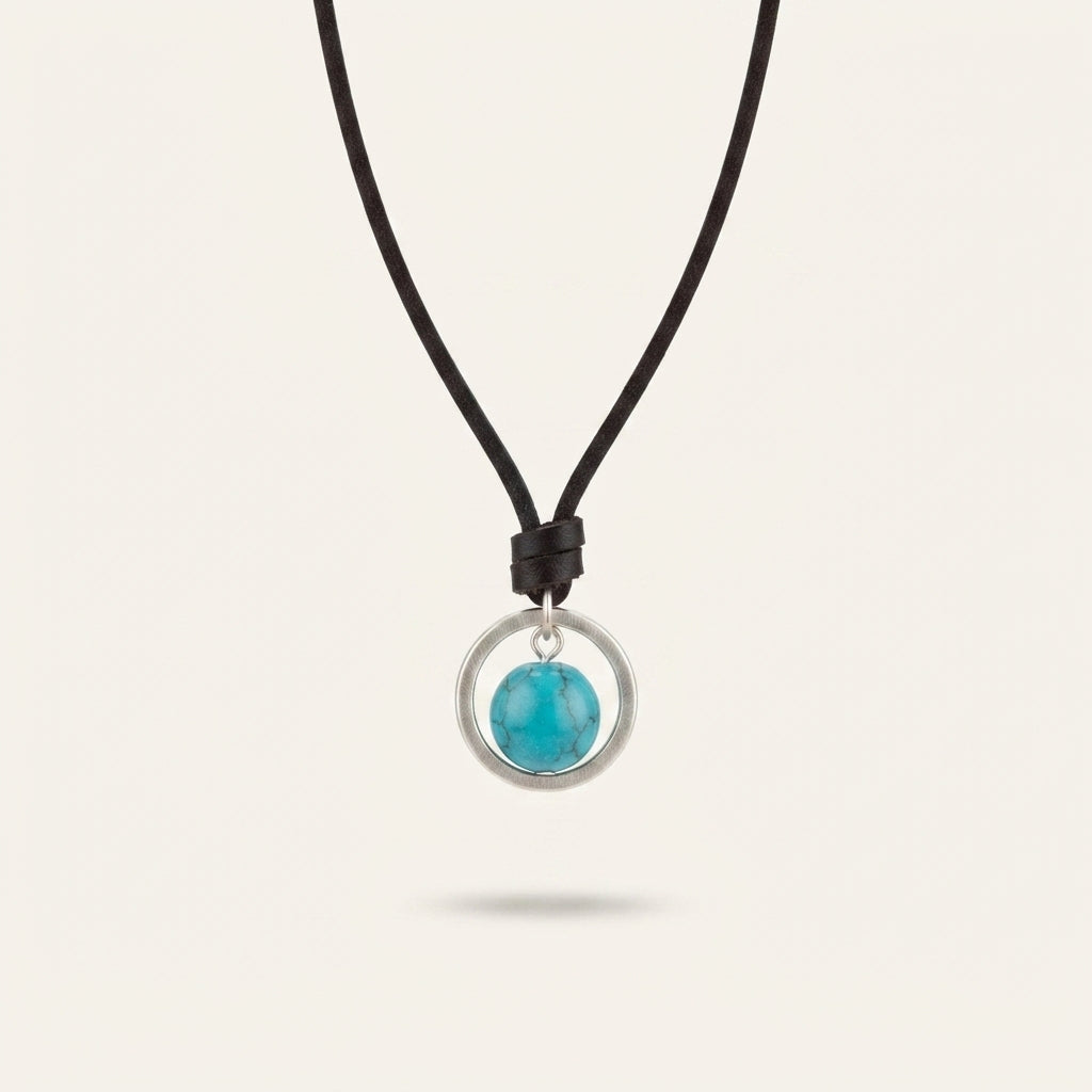 Natural Turquoise Protection Pendant Necklace