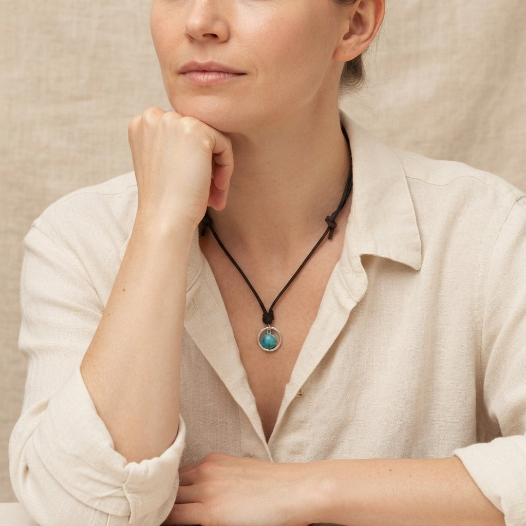 Natural Turquoise Protection Pendant Necklace