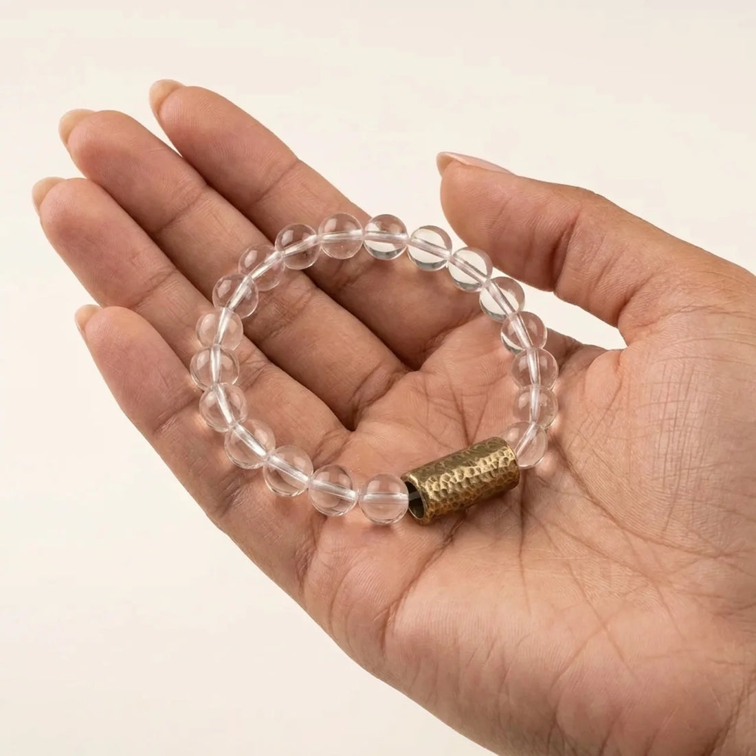 Bracelet en perles de cristal blanc naturel