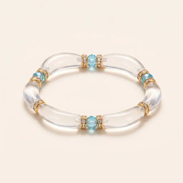 Natural White Crystal and Blue Topaz Bracelet