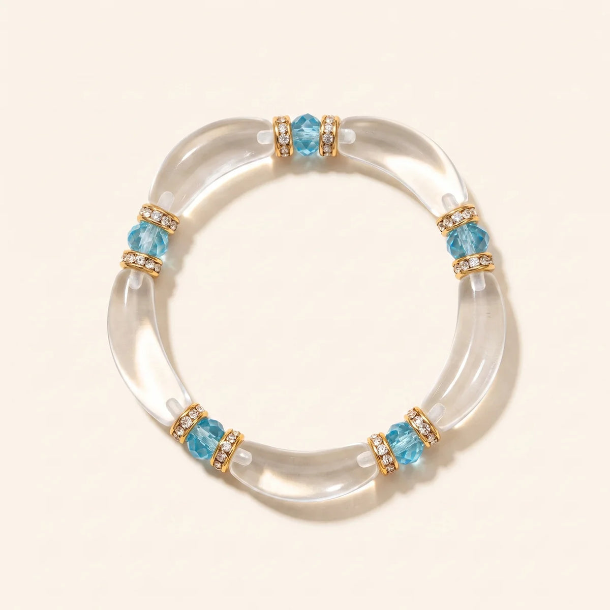 Natural White Crystal and Blue Topaz Bracelet