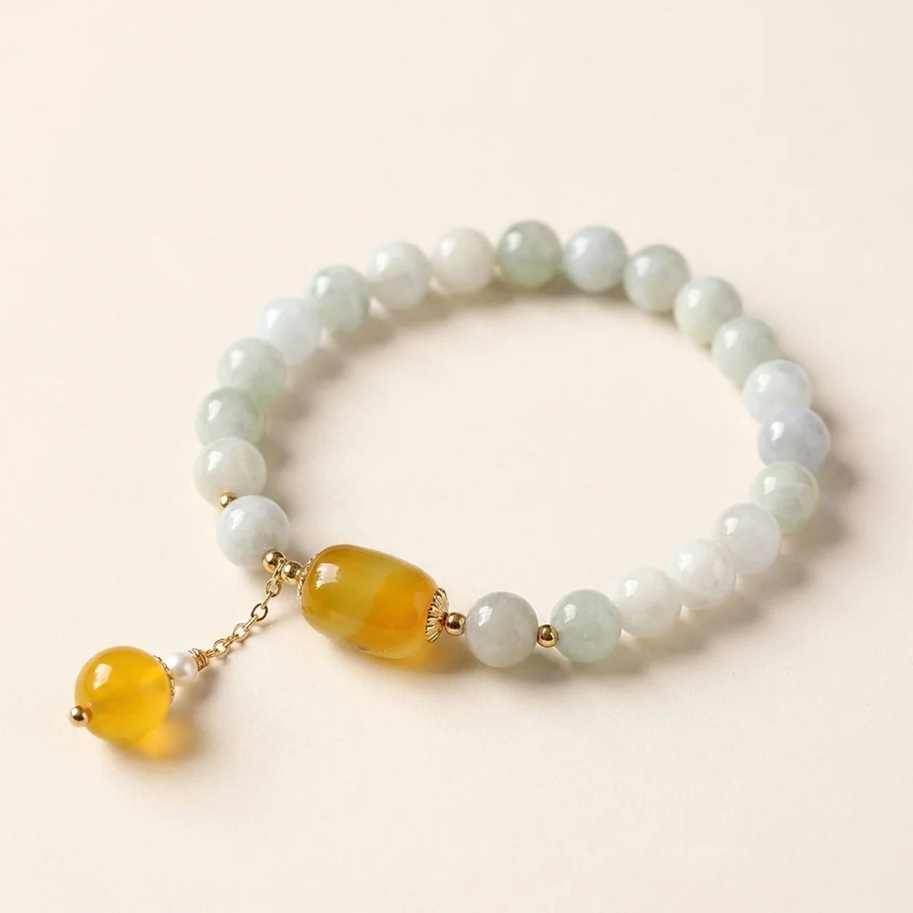 Natural White Jade Agate Protection Bracelet