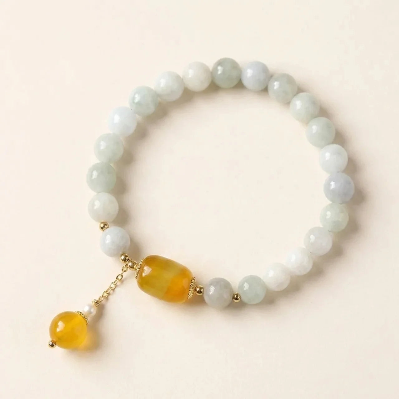 Natural White Jade Agate Protection Bracelet