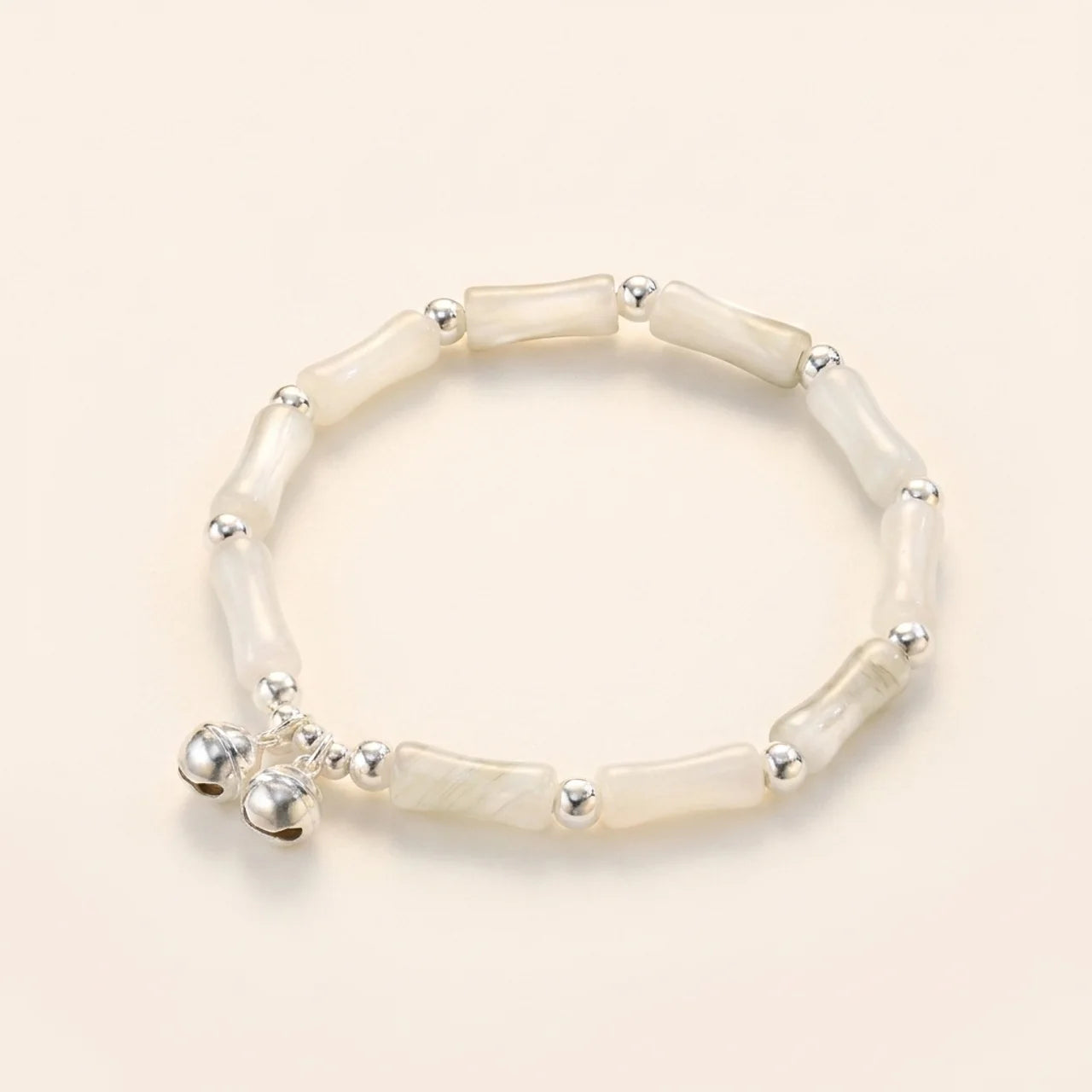 Natural White Jade Bamboo Bell Charm Bracelet
