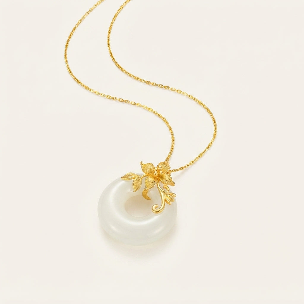 Natural White Jade Calm Beads Necklace