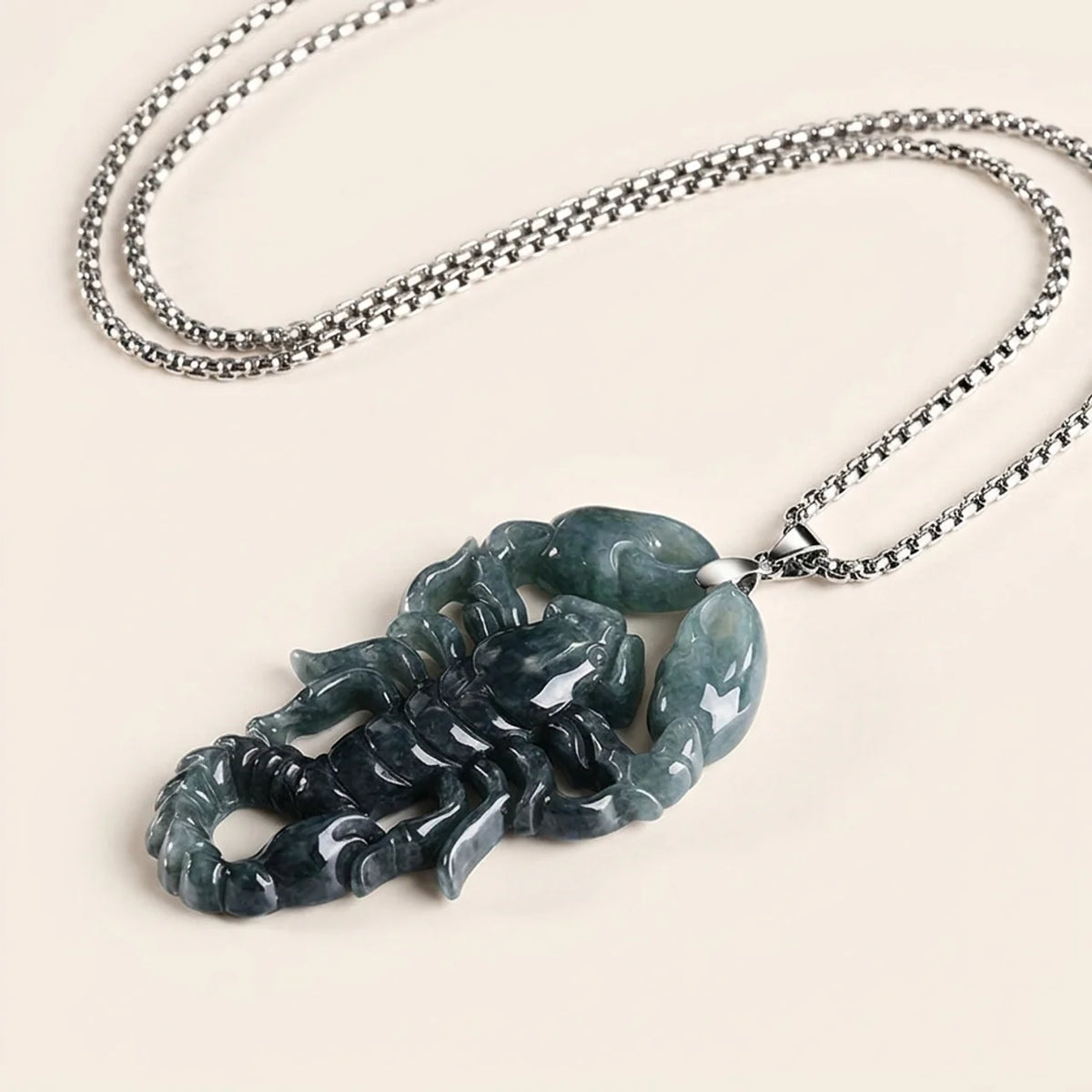 Natural Wuji Jade Scorpion Protection Pendant Necklace