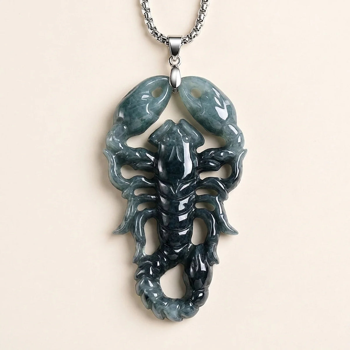 Natural Wuji Jade Scorpion Protection Pendant Necklace