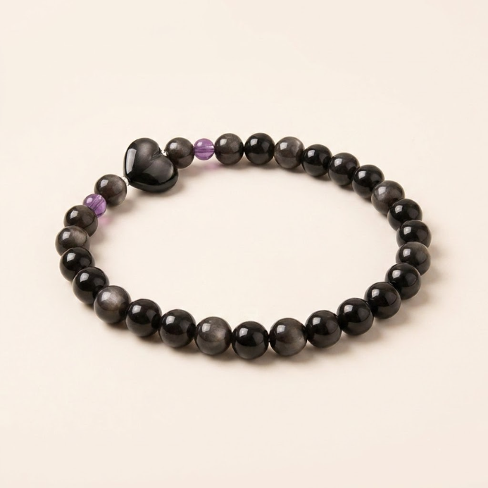 Natural Citrine Shell Heart Beaded Bracelet