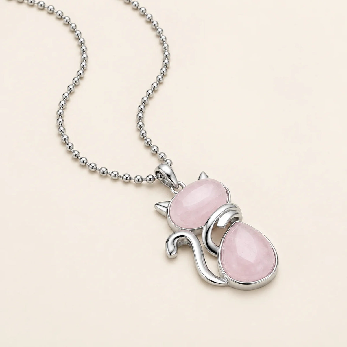 Collier Pendentif Chat Mignon en Cristal Naturel