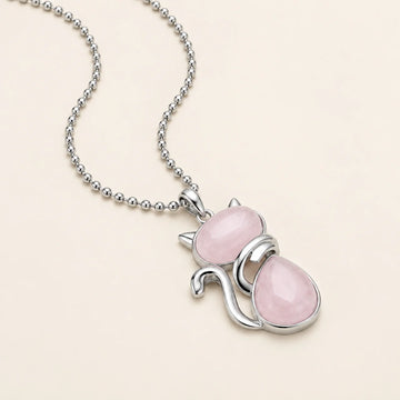 Collier Pendentif Chat Mignon en Cristal Naturel