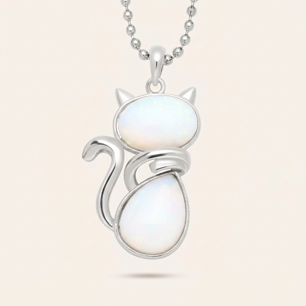 Collier Pendentif Chat Mignon en Cristal Naturel