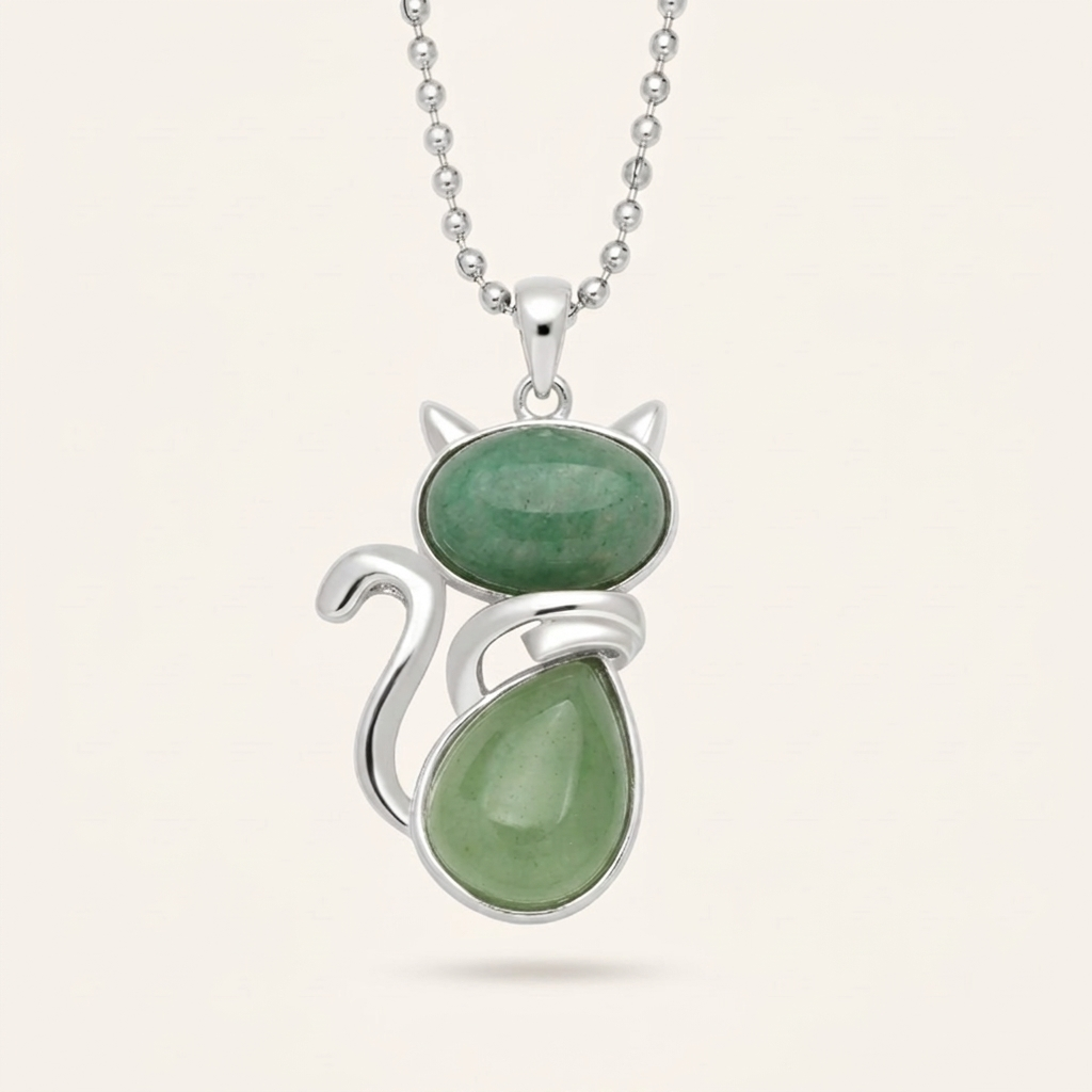 Collier Pendentif Chat Mignon en Cristal Naturel